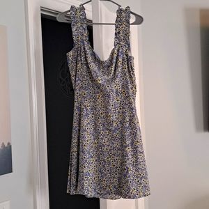 Blue and yellow flower mini dress